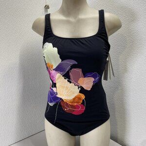 Gottex Enchanted Sun Square Neck One-Piece Swimsuit Size 10 | Color: Black